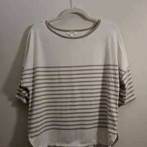 Max Studio London cream and brown striped t-shirt